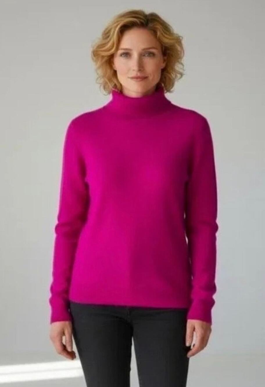 Charter Club Cashmere Turtleneck Sweater Pullover Womens M Soft Magenta
